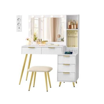 Songmics Toaletna mizica 40x110x135 cm bela