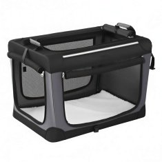 Songmics Zložljiva pasja kletka 60x42x42 cm črna