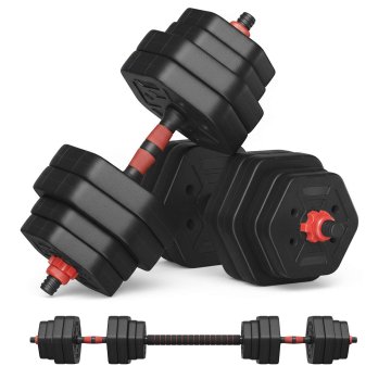 Songmics Set uteži šestkotnih uteži z povezovalno palico 134x22x20 cm črna