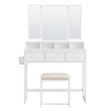 Songmics Toaletna mizica s 3-delnim zložljivim ogledalom 40x90x141 cm barva greige