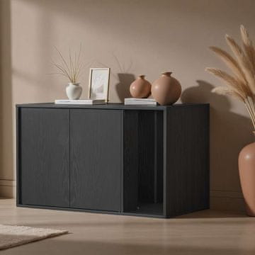 Songmics Omara za mačji pesek 80x50x50 cm Črna