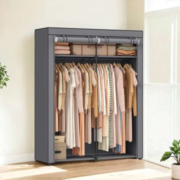 Songmics Omara tkanina garderoba 140x43x174 cm siva