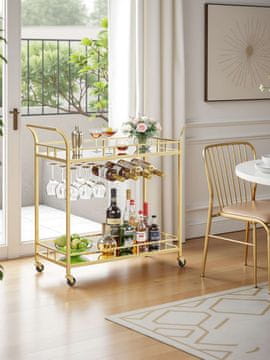 Songmics Voziček za postrežbo 80x38x775 cm zlata barva