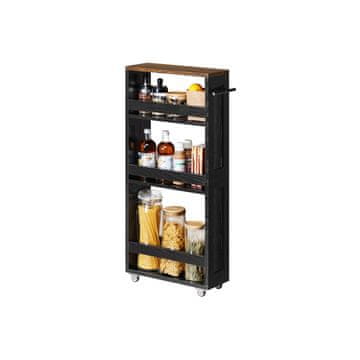 Songmics Voziček z 4 nivoji tanek kuhinjski voziček 15x432x865 cm črne barve