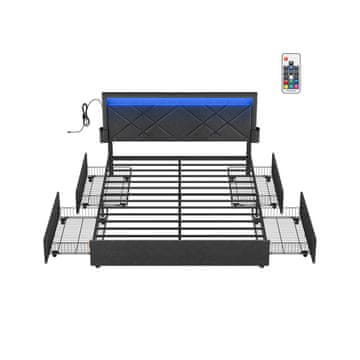 Songmics Posteljni okvir 160x200 cm Siva