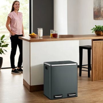 Songmics Koš za smeti 2 prekata 41x315x47 cm zelena siva