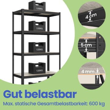 Songmics Komplet močnih polic 2 kosa 40x90x180 cm barva greige