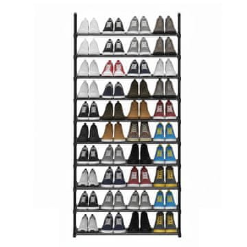 Songmics Čevljalnik 10 nivojev 30x92x194 cm Črn