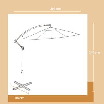 Songmics Senca senčnik z nosilcem 300x245 cm siva