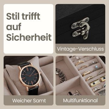 Songmics Škatla za ure 19x27x125 cm črna