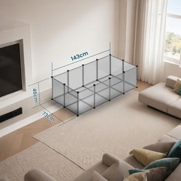 Songmics Otroški ograja za hišne ljubljenčke 143x73x46 cm Siva