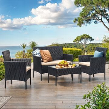 Songmics Vrtni garnitura sedežna garnitura črna