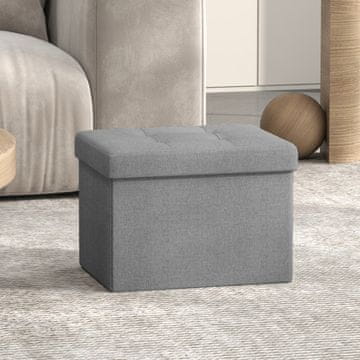 Songmics Shranjevalni otomanski stol 31x41x31 cm svetlo siva