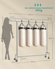 Songmics Oblekalna stojala 45x160x1629 cm srebrni kovinski