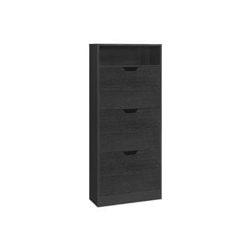 Songmics Omara za čevlje 3 predali 24x60x139 cm črna