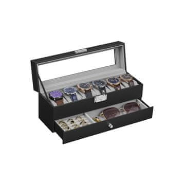 Songmics Škatla za ure 2 nivoja 10x325x135 cm Črna