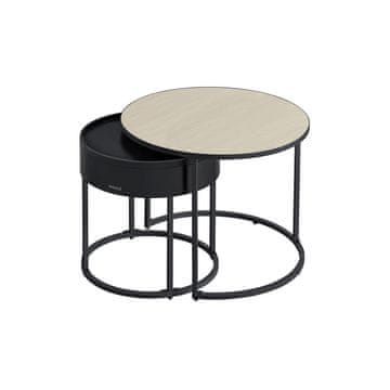 Songmics Komplet okroglih kavnih miz 60x60x45 cm rjave barve