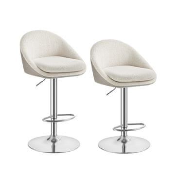 Songmics Set barskih stolov nastavljiv z naslonom 525x50x975 cm kremno bela