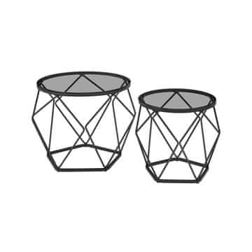 Songmics Komplet okroglih mizic za kavo 2 kosa 50x40 cm siva