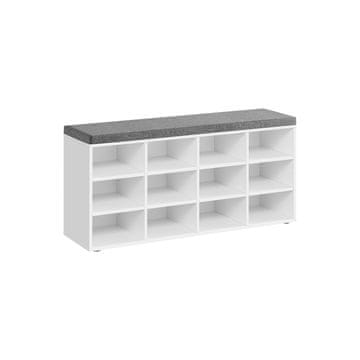 Songmics Čevlji klop 12 predelkov 303x104x48 cm bela