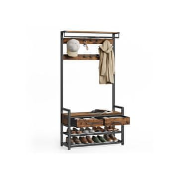 Songmics Obešalnik za plašče z klopjo za čevlje 30x804x1816 cm rjav