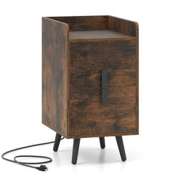 Northix Nočna omarica z 2 predaloma, polnilno postajo, rustikalna rjava