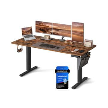 Songmics Višinasto nastavljiva pisalna miza 60x120x72-120 cm rjava