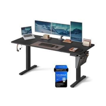 Songmics Višinasto nastavljiva pisalna miza 70x160x72-120 cm črna