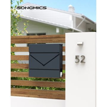 Songmics Stenska poštna nabiralnik 37x105x37 cm siva