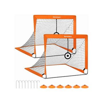 Songmics Nogometni gol komplet 2 kosa 120x91x91 cm oranžen