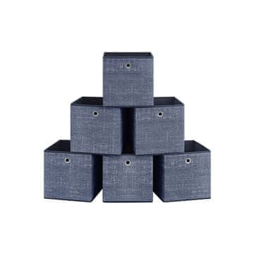 Songmics Set 6 shranjevalnih škatel 30x30x30 cm modre barve