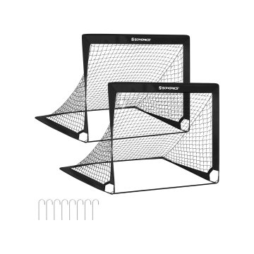 Songmics Set nogometnih golov 2 kosa 120x80x80 cm črna