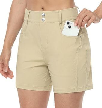 Nikcorp Ženske pohodne kratke hlače, športne, vodoodporne, hitro sušeče, zaščita UPF 50+, elastične, bež, velikost 34