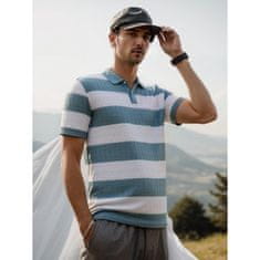 Nikcorp Moška polo majica HYPESTFIT črtast retro vintage z rebrasto pletenino kratki rokavi elegantna zelena S, 100% poliester, smart casual