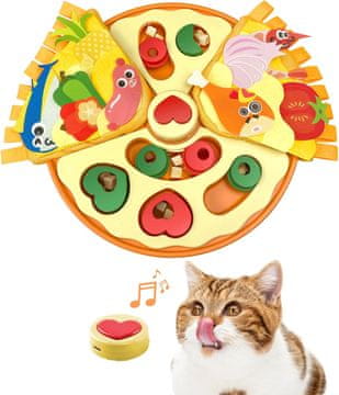 Nikcorp Interaktivna igrača za mačke in pse za počasno hranjenje s snemanjem glasu in vohalno podlogo, v obliki pice, 35 cm