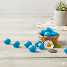 Nikcorp Umetna velikonočna jajca, miniaturna dekorativna jajčka za ustvarjanje, modra, 1 x 1,5 cm, komplet 60 kosov