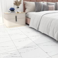 Nikcorp Samolepilne vinilne PVC talne ploščice Beli marmor 30 x 30 cm, 1,4 m², vodoodporne talne obloge, 15 kosov v paketu