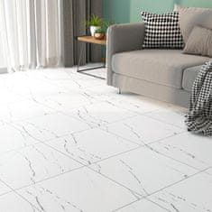 Nikcorp Samolepilne vinilne PVC talne ploščice Beli marmor 30 x 30 cm, 1,4 m², vodoodporne talne obloge, 15 kosov v paketu