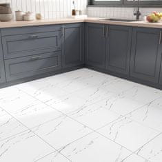 Nikcorp Samolepilne vinilne PVC talne ploščice Beli marmor 30 x 30 cm, 1,4 m², vodoodporne talne obloge, 15 kosov v paketu