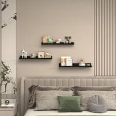 Nikcorp Stenska polica iz naravnega lesa, set 3 kosov, dolžina 60 cm, elegantna črna mat barva, minimalistični dizajn