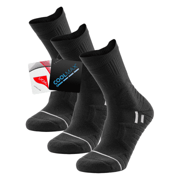 Nikcorp Moške kompresijske tekaške nogavice, športne, črne barve, komplet 3 pari, velikost 39-42 EU, hitrosušeče in zračne