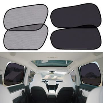 Nikcorp Senčnik za okna Tesla Model Y (2021-2025), komplet za zatemnitev in UV zaščito, termo izolacija, črn, 2 kosa