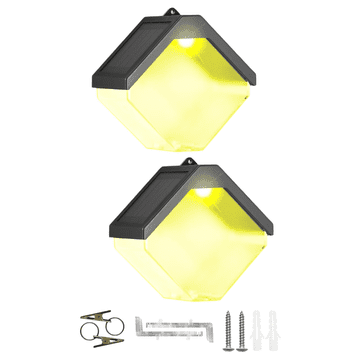 Nikcorp Solarne stenske svetilke Ledene kocke RGB in topla bela, IP65 vodoodporne, dekorativne, komplet 2 kosov, 10 cm