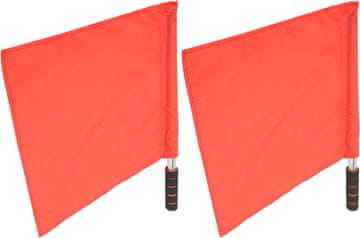 Nikcorp Sodniške zastavice za nogomet, profesionalni komplet 2 kos, rdeče, drog iz nerjavečega jekla in ergonomski ročaj