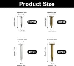 Nikcorp Žeblji za lepenko s široko glavo, pocinkani, 20 mm in 30 mm, rebrasto steblo, rjavi in srebrni, set 300 kosov