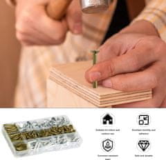 Nikcorp Žeblji za lepenko s široko glavo, pocinkani, 20 mm in 30 mm, rebrasto steblo, rjavi in srebrni, set 300 kosov