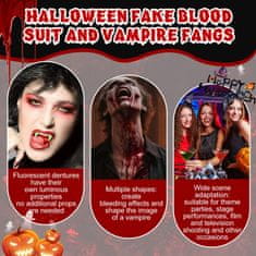 Nikcorp Vampirski zobje umetni podočniki svetleči v temi, 13-17 mm, set 3 parov z lepilom, za noč čarovnic in cosplay