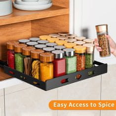 Nikcorp Izvlečni organizator za začimbe za kuhinjsko omarico, teleskopska polica iz aluminija, črna, velika, 26,7 cm