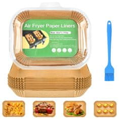 Nikcorp Papir za peko za cvrtnik na vroč zrak Airfryer Ninja, pravokotni vložki 20,5 x 14 cm, 220 kosov + silikonski čopič
