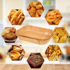 Nikcorp Papir za peko za cvrtnik na vroč zrak Airfryer Ninja, pravokotni vložki 20,5 x 14 cm, 220 kosov + silikonski čopič